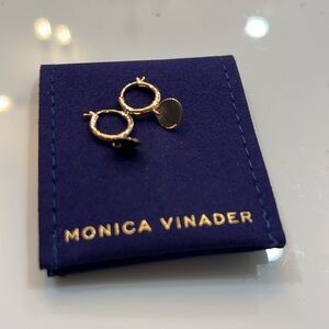MONICA VINADER Gold over sterling huggie hoop, disc earrings